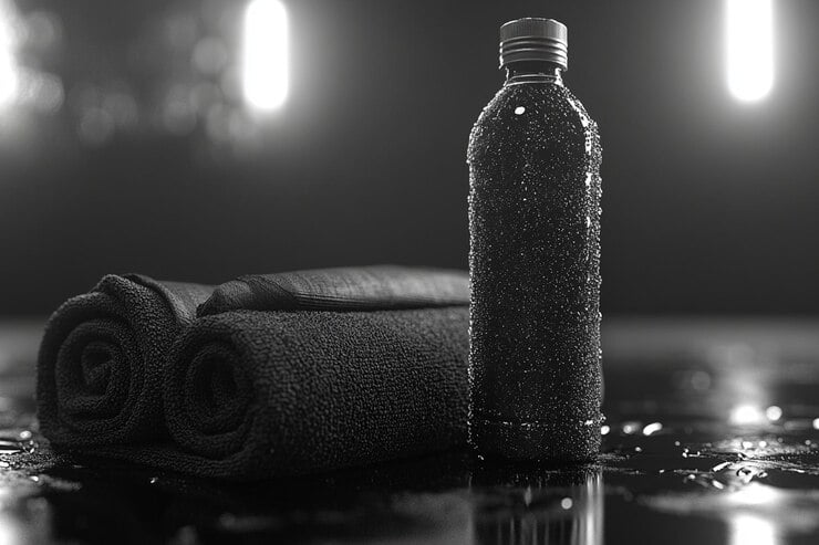 black drinks bottle with towel gym bag photo 960396 935085 1