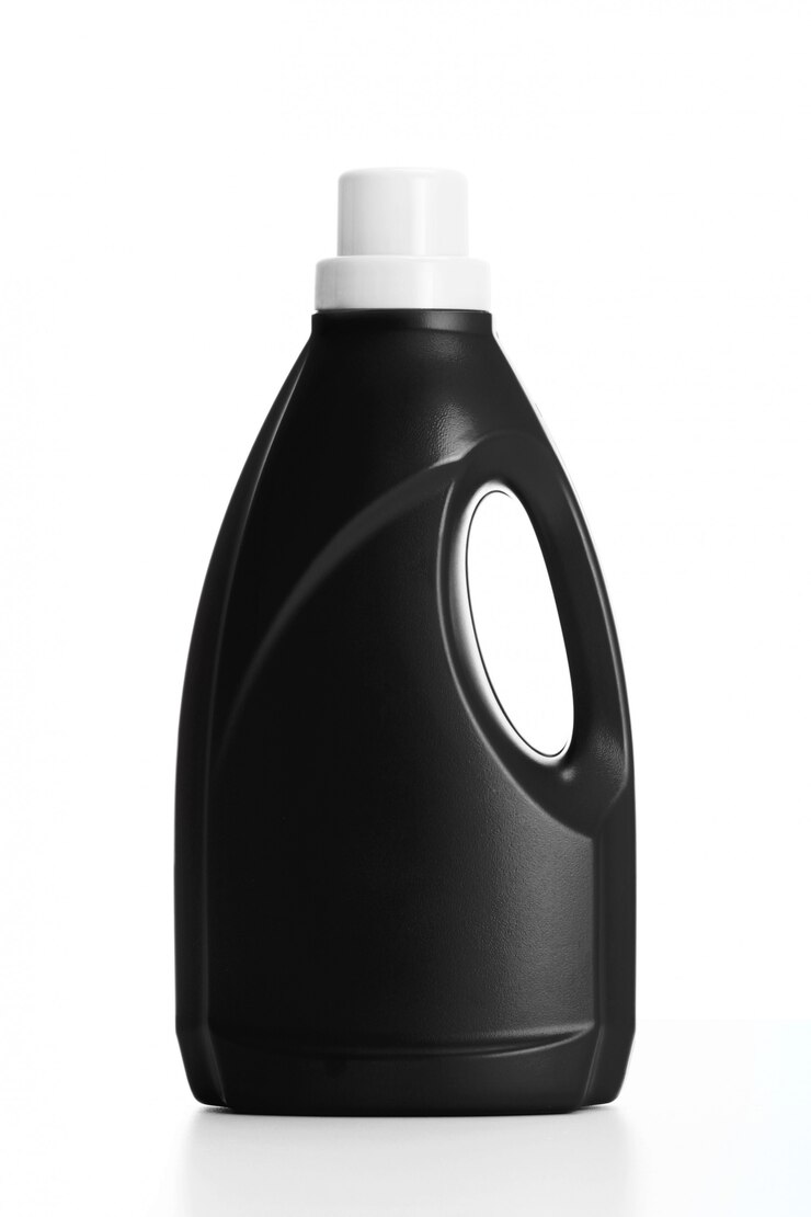 black plastic bottle with white cap isolated white 121234 100