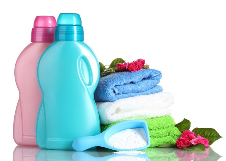 detergent with washing powder towels isolated white 392895 86091