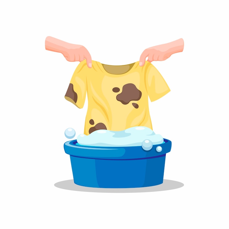 استعلام قیمت مایع لباسشویی لباس سفید با روشن کنندگی بالا 1 hand put dirty tshirt bucket full soap deterent washing clothes symbol cartoon illustration white background 201904 306