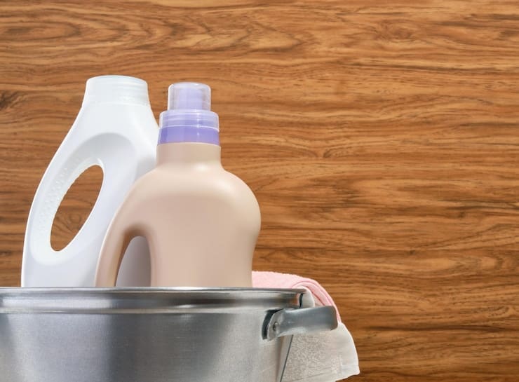 laundry detergent stands metal basin with towel copy space text 594847 1758 1