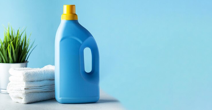 mockup blue bottle with laundry detergent blue background copy space 143127 2016