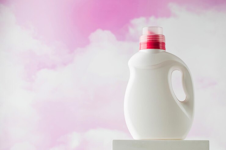 mockup white bottle with gel washing clothes against background pink clouds 1048944 22113448